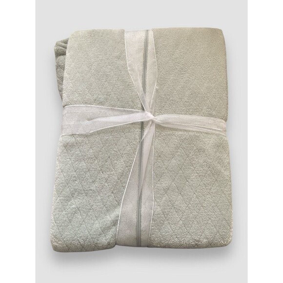 Oscar de la renta Zip Front Diamond Robe Women’s L/XL Sage NWT Embroidered - Picture 5 of 5